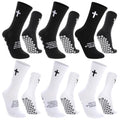 Soccer Socks with Bible Verse - Unisex Cross Embroidered Athletic Socks, Size 6-13, White/Black, 6 Pairs