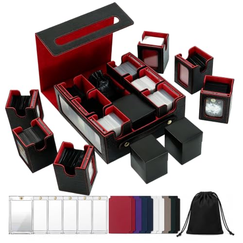 9-in-1 MTG Deck Box with 8 Removable Commander Deck Cases - Black Red