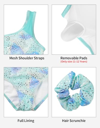 Girls Gymnastics Leotard with Sparkle Ballet Dance Active Unitard - Mint Green / 9-10 Years