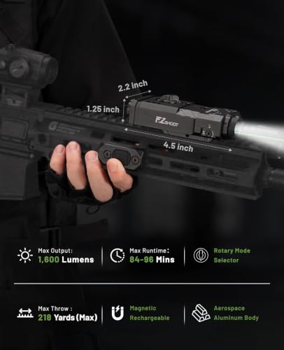 EZshoot Black 3-in-1 Rifle Laser Light Combo 1600 Lumen with Green & IR Lasers