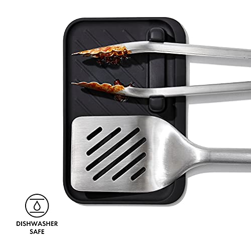 OXO 3-Piece Grilling Tool Set with Tongs Turner & Rest - Stainless Steel