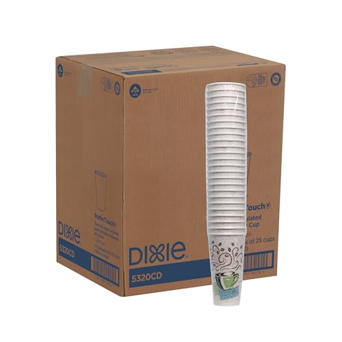 Georgia-Pacific Dixie PerfecTouch 20 oz Coffee Cups - Coffee Haze Design, 500 Count (25 Per Sleeve, 20 Sleeves Case) - Coffee Design