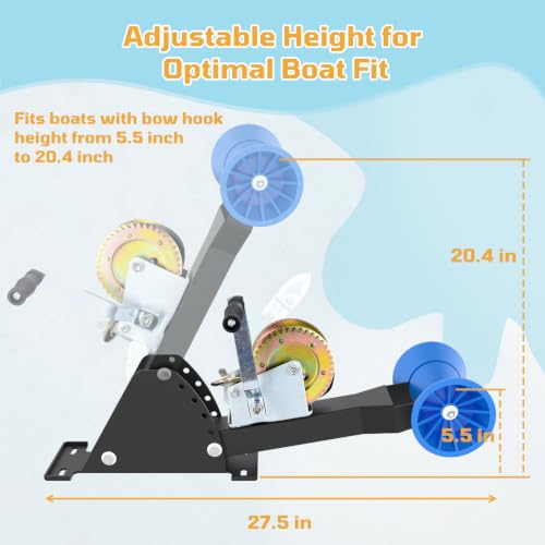 Adjustable Boat Trailer Winch Stand with 1200lbs Winch & Roller - With Winch