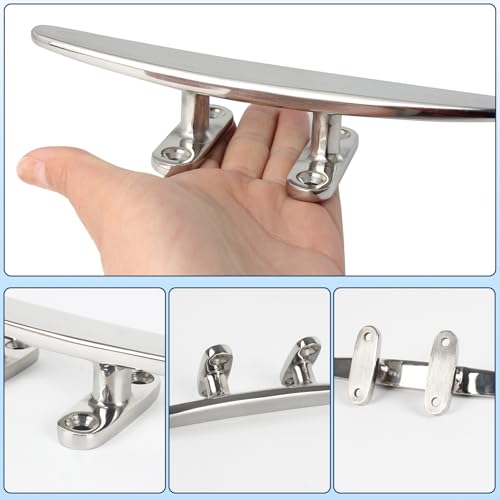 8 Inch Stainless Steel Dock Cleats - Marine Boat Mooring Hardware, 6 Pack