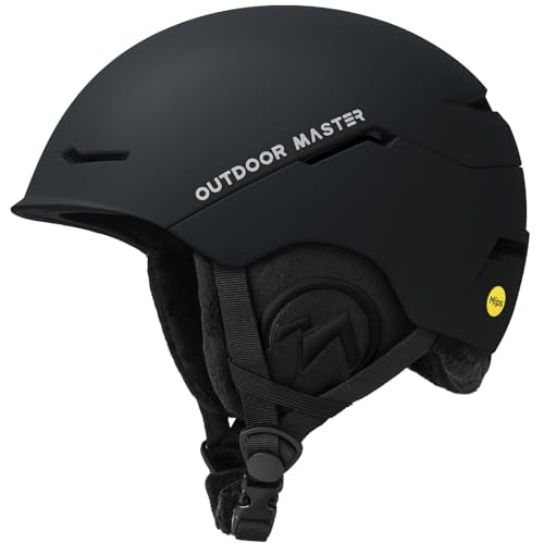 OutdoorMaster ELK MIPS Ski Helmet Large Matte Black Snowboard Helmet for Men Women & Youth