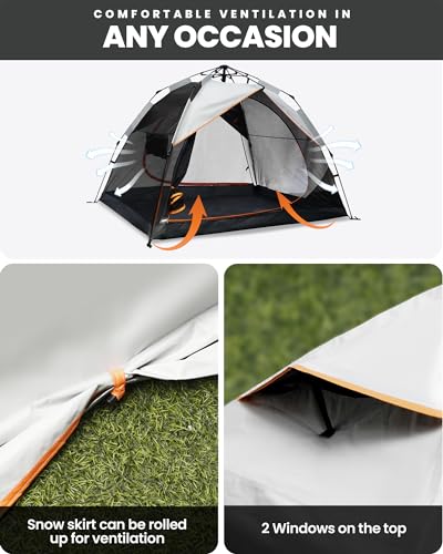 OutdoorMaster 2 Person Pop Up Camping Tent - White, 3-Season Waterproof Shelter