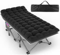 Oversized Folding Camping Cot with Mattress - 32in Extra Wide Heavy Duty Bed for Adults, Gray Cot + Black Mattress, Supports 900 lbs