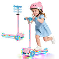 Pink Kids Scooter with Light-Up Wheels & Adjustable Height, 3-Wheel Toddler Ride-On
