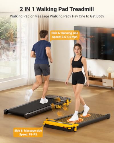THERUN 5% Dual-Sided Incline Walking Pad with Shiatsu Foot Massager - Carbon Black
