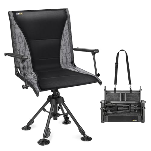 Heavy-Duty Swivel Hunting Chair 400lbs Capacity Silent Ground Seat