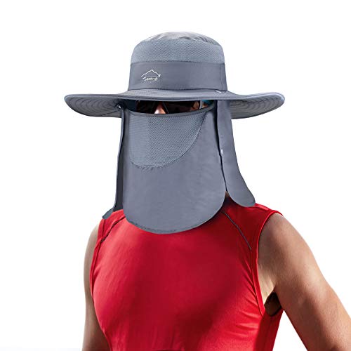 BROTOU Sun Cap Fishing Hats, UPF 50+ Wide Brim Outdoor Protection Hat, Sun Hat with Face & Neck Flap Cover for Men and Women (Army Green)