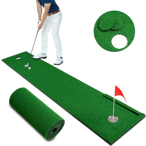 FARROLL Indoor/Outdoor Putting Green Mat with EVA Ball Stop Strips - Practice Golf