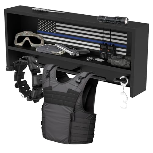 Neoaider Wall Mounted Police Gear Rack – Heavy Duty Metal Organizer for Uniforms & Equipment