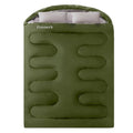 Green Double Sleeping Bag for Adults with 2 Pillows, Queen Size Camping Gear