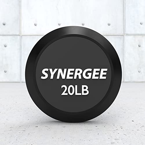 Synergee Fixed 20lb Straight Steel Barbell - Pre-Weighted Gym Bar for Strength Training