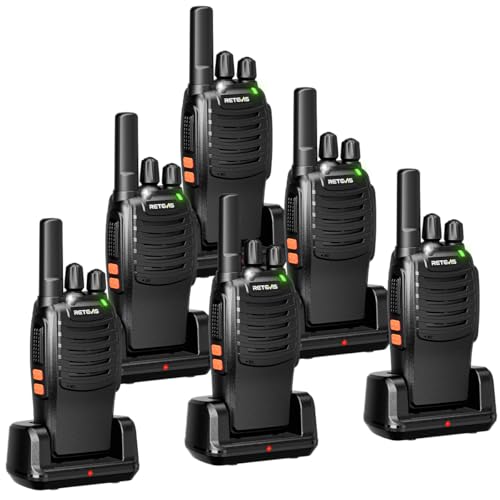Long Range Walkie Talkies for Adults 6 Pack - Rechargeable Two-Way Radios with Emergency Flashlight