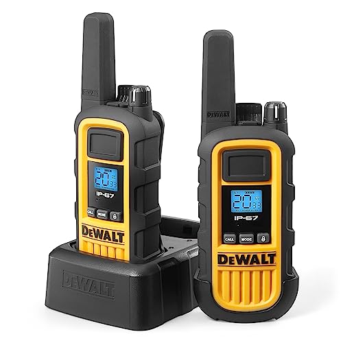 DEWALT DXFRS800 FRS Walkie Talkies 2W Waterproof 2 Pack - Long Range, Dustproof, 18-Hour Battery