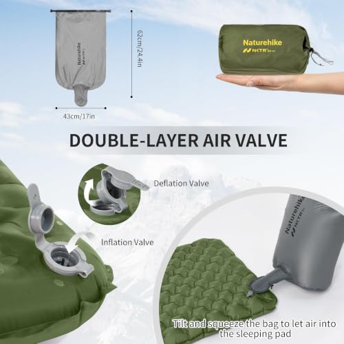 Naturehike Ultralight Insulated Sleeping Pad Green Rectangular 4.6 R-Value