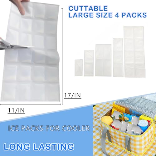 Reusable Ice Sheets for Coolers - 6PCS White Ice Pack Sheets for Camping & Lunch