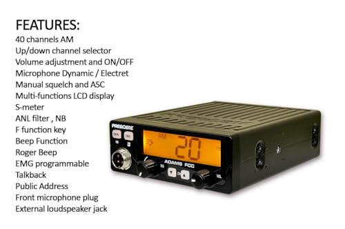 CB Radio with Large 7-Color LCD Display Programmable EMG Shortcut Talkback