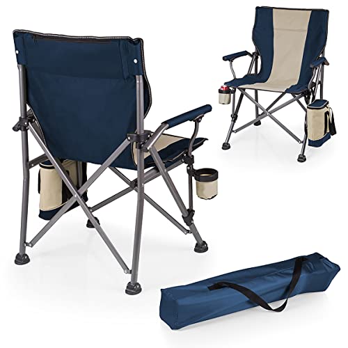 Navy Blue Outlander XL Heavy Duty Folding Camping Chair with Cooler & Cup Holder, 400 lb Capacity