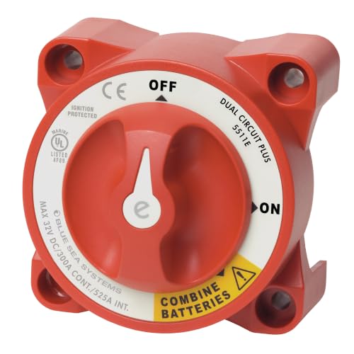 Blue Sea Systems e-Series Dual Circuit Plus Battery Switch 32V DC 350A, Red, Switch / Dual Circ. Plus