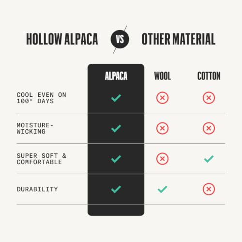 HOLLOW Alpaca Crew Socks for Men & Women - 2 Pairs, Moisture Wicking, Made in USA, Medium Gray