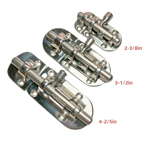 Heavy Duty Marine Stainless Steel Door Lock Latch 3-1/2 Inch Sliding Barrel Bolt
