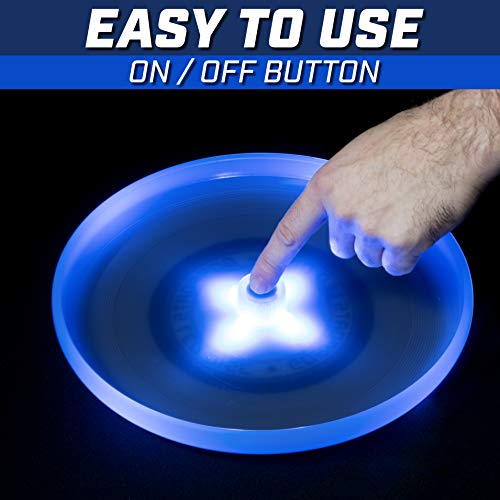 GoSports Light Up Flying Disc - 10.5 Inch Blue LED Disc - 175g Night Game