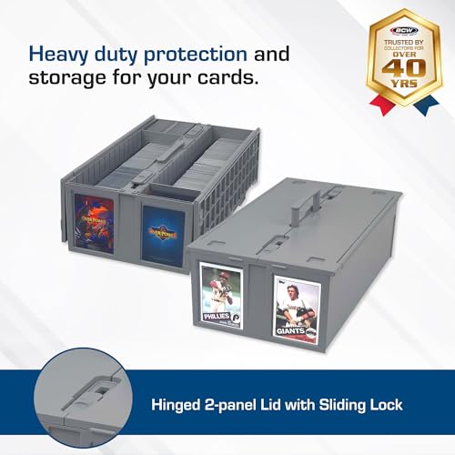BCW 2 Pack Collectible Card Storage Bins Holds 1600 Cards Each Stackable Gray