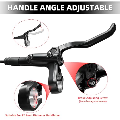 KKWODEN MT200 Hydraulic Disc Brake Set with 2x RT26 180mm Rotors - Front & Rear Dual Calipers, Easy Install, High Compatibility, Quiet Stopping
