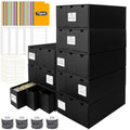 Trading Card Storage Box with 24-600 CT Boxes & Dividers - Organizer for TCG, MTG, PTCG & Sports Cards - Includes Labels & Tape - Black