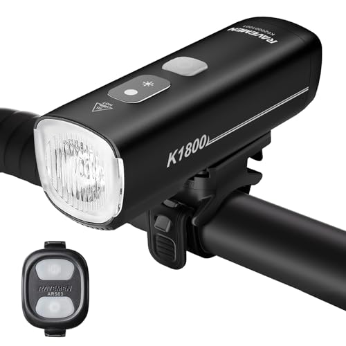 RAVEMEN K1800 Smart Bicycle Front Light with AI Night Mode & Wide Beam