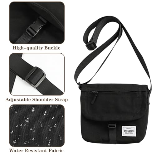 Small Crossbody Bag for Men Women - Canvas Messenger Shoulder Bag Travel Purse