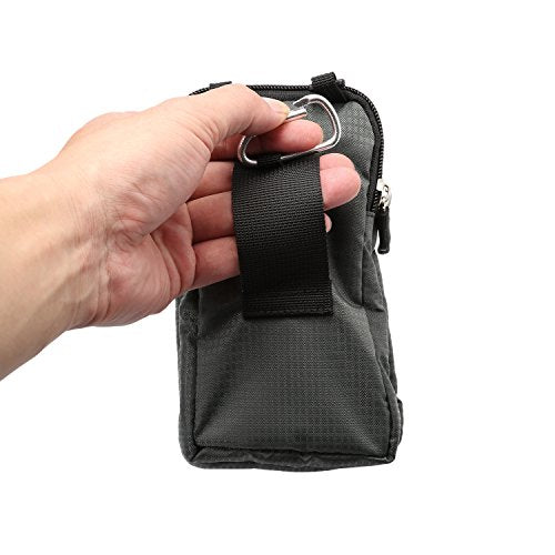 Large Dark Gray Cell Phone Holster with Belt Loop and Adjustable Crossbody Strap