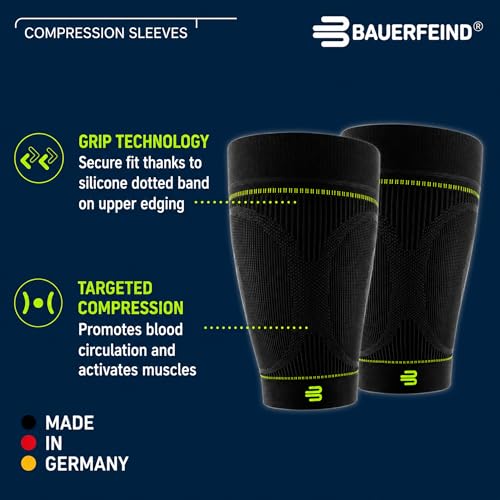 Bauerfeind Sports Compression Thigh Sleeves - Black, Medium/Long, 1 Pair