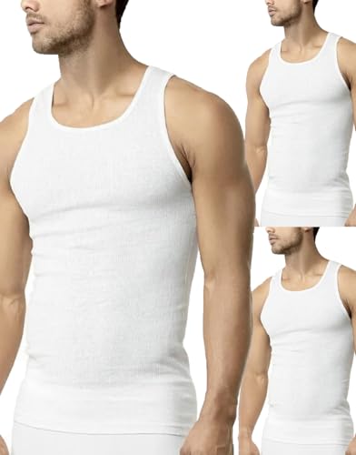Men's X-Large Cotton Ribbed Tank Top Undershirt 3-Pack - White