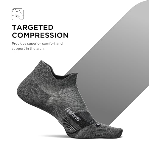 Feetures Elite Ultra Light No Show Tab Ankle Sock Large Gray 1 Pack