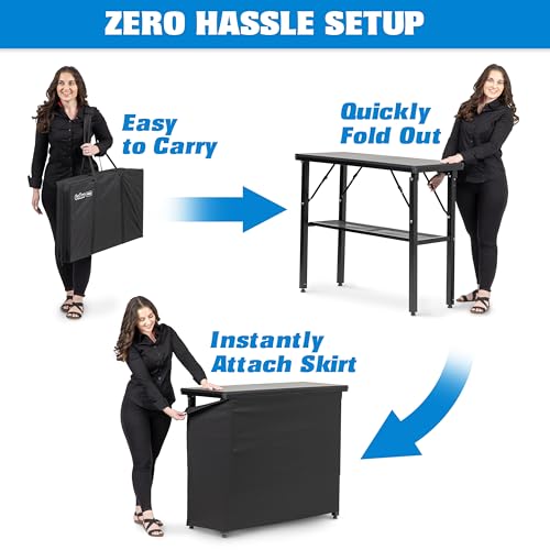 GoBar PRO Commercial Portable Bar Table - Standard with Skirt & Carry Case