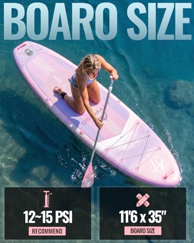 Inflatable Paddle Board 11'6" Extra Wide 450lbs Capacity - Gradient Rose Pink