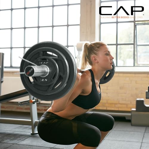 ELITE CAP Barbell 110 lbs Olympic Weight Plate Set - 2-inch Cast Iron Plates