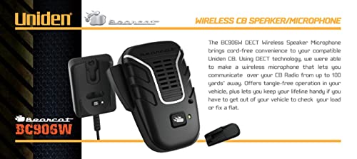 Uniden BC906W Wireless CB Microphone & Speaker, 100m Range, Noise-Canceling