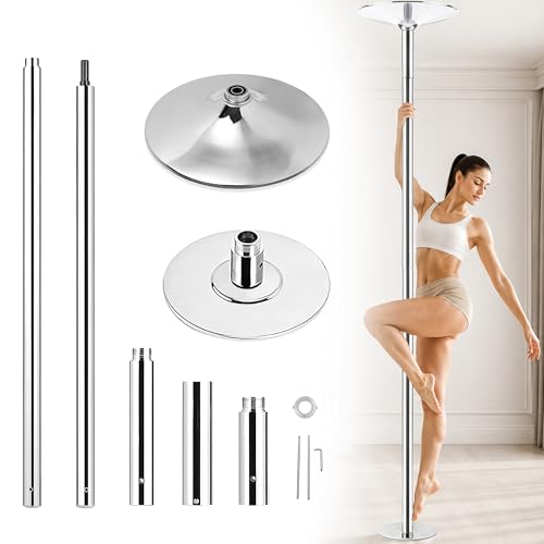 WUXIN H&P Silver Pole Dance Pole for Home - Spinning & Static, Adjustable Height, Portable Fitness Equipment