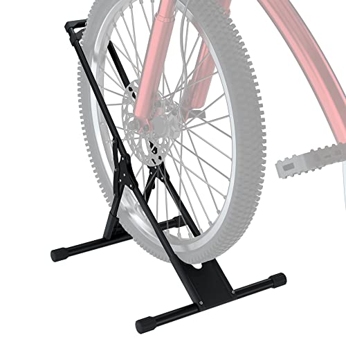 Adjustable Bike Storage Stand - Bicycle Floor Parking Rack for Mountain & Road Bikes - Indoor Outdoor Cycling Organizer - 1 Bike Rack