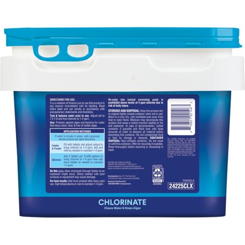 Clorox Pool & Spa XtraBlue 3-inch Chlorinating Tablets 25 lb | Kills Bacteria & Algae