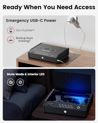 MOLICAR Biometric Gun Safe for Handgun Quick Access Nightstand Security Safe