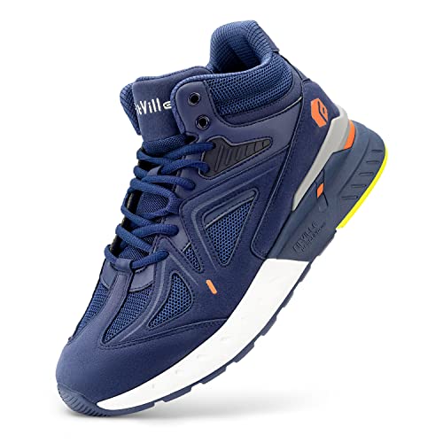 FitVille Men's Wide High-Top Basketball Shoes for Flat Feet 10.5 X-Wide Majolica Blue