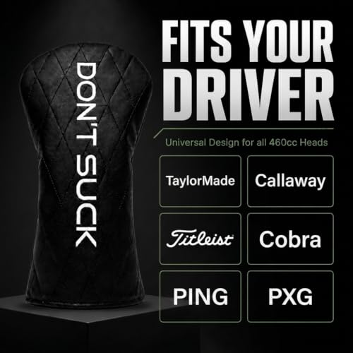 Don't Suck Driver Headcover - Black Leather Golf Club Cover - Funny Golf Gift