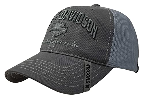 Harley-Davidson Men's Mesh Baseball Cap with Distressed Brim - Black