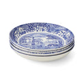 Spode Blue Italian Pasta Bowls Set of 4, 9-Inch Earthenware Serving Bowls with Oriental Border
